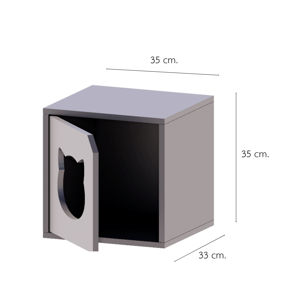 ตู้เตี้ยบานเปิด PETELE รุ่น CUBE BOX05 ลายรูปแมว ขนาด 35X33X35 ซม.สีเทา_0