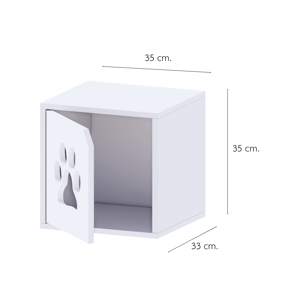 ตู้เตี้ยบานเปิด PETELE รุ่น CUBE BOX06 ลายอุ้งเท้า ขนาด 35X33X35 ซม.สีขาว