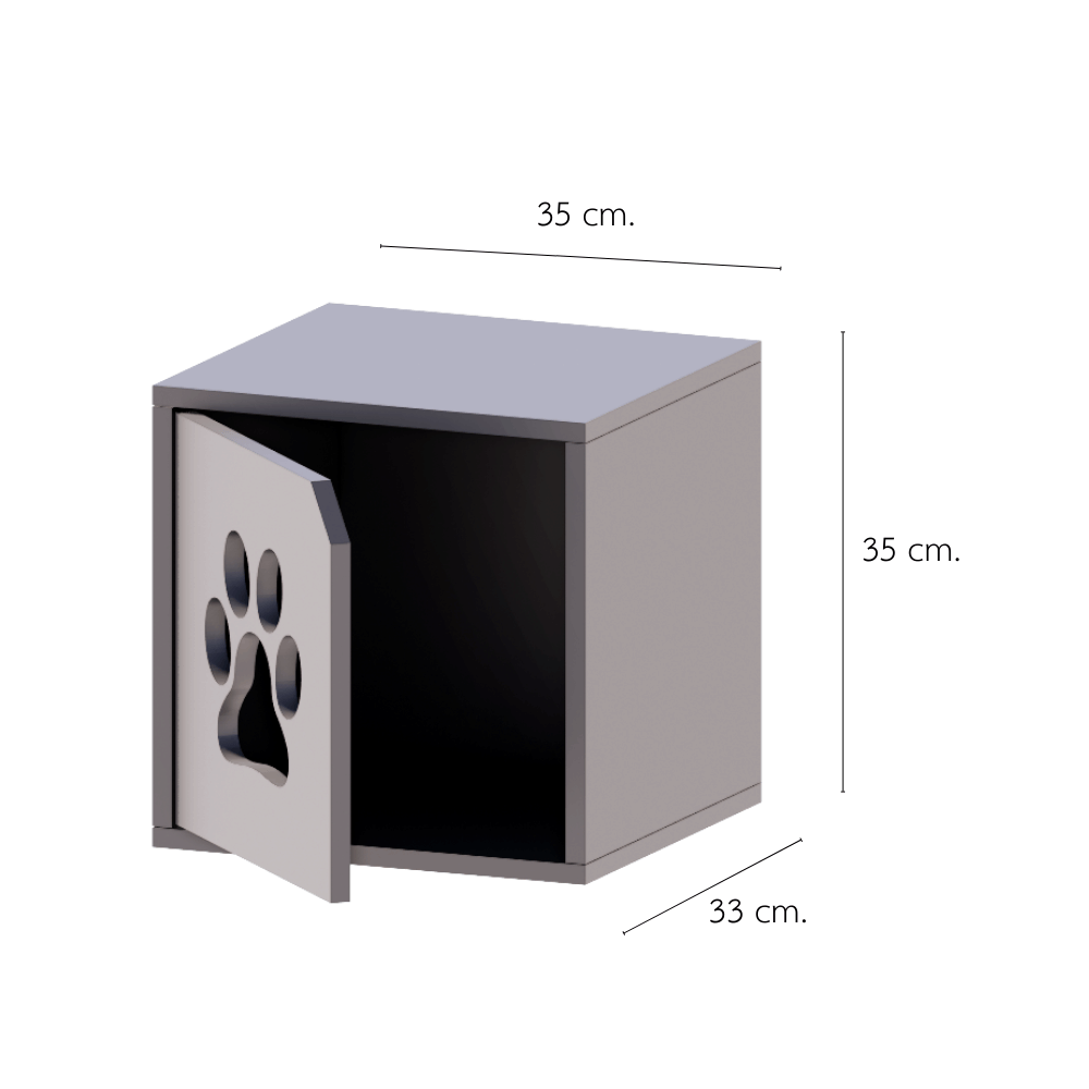 ตู้เตี้ยบานเปิด PETELE รุ่น CUBE BOX06 ลายอุ้งเท้า ขนาด 35X33X35 ซม.สีเทา
