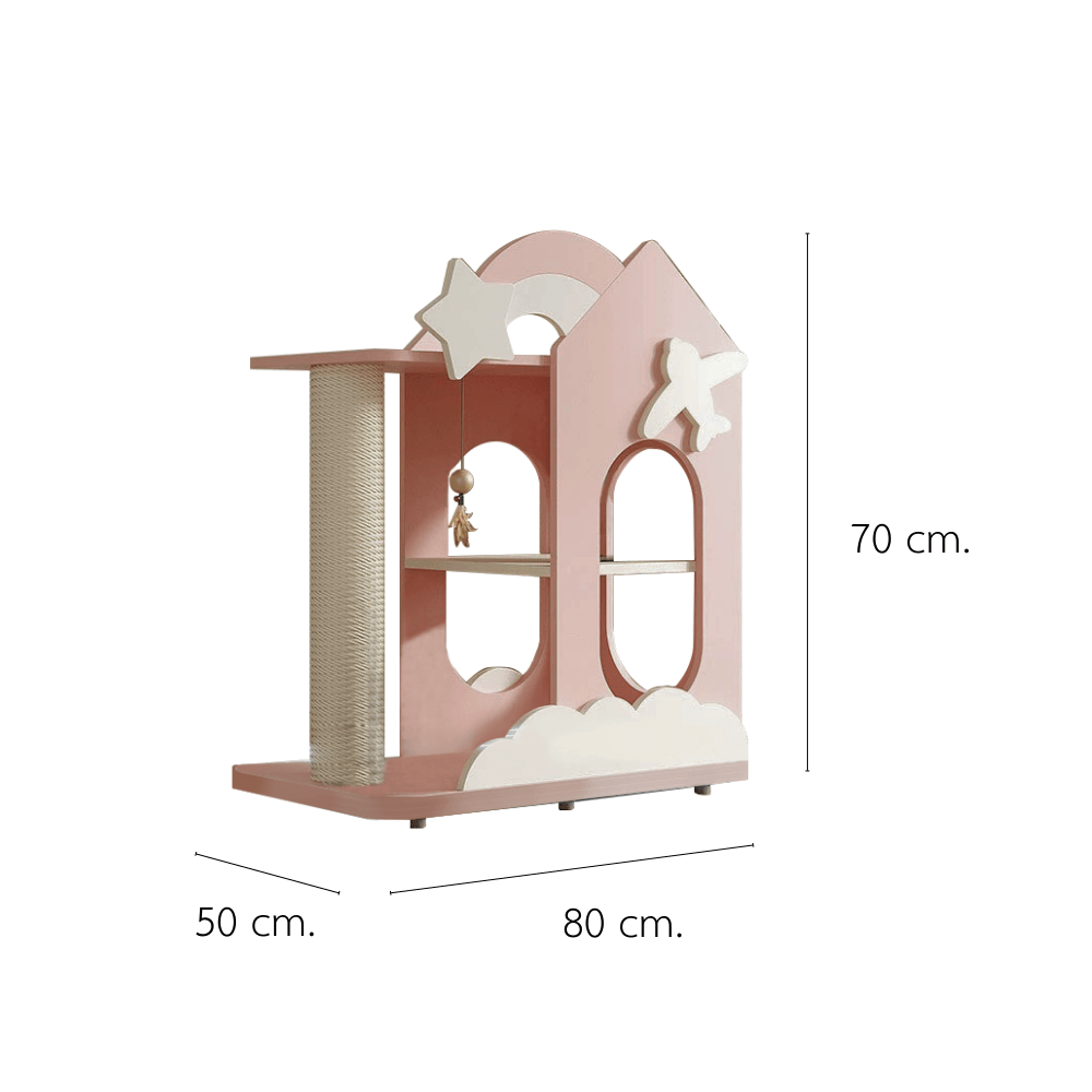 คอนโดแมว PETELE STARLIT CAT CLIMBING FRAME รุ่น COTTAGE SIZE S สีชมพู