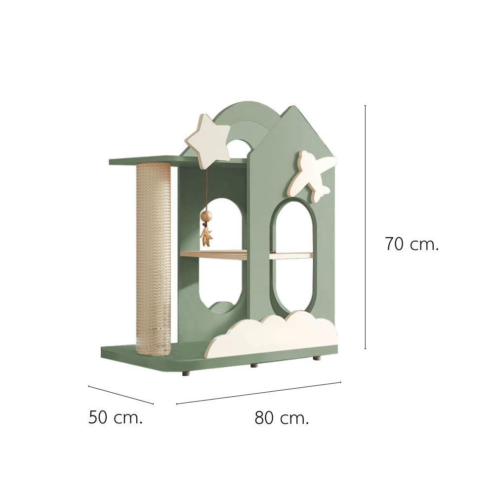 คอนโดแมว PETELE STARLIT CAT CLIMBING FRAME รุ่น COTTAGE SIZE S สีเขียว