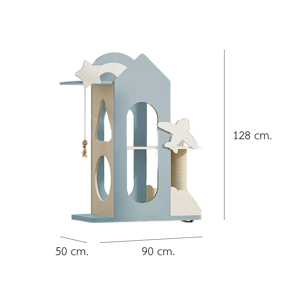 คอนโดแมว PETELE STARLIT CAT CLIMBING FRAME รุ่น VILLA SIZE M สีฟ้า