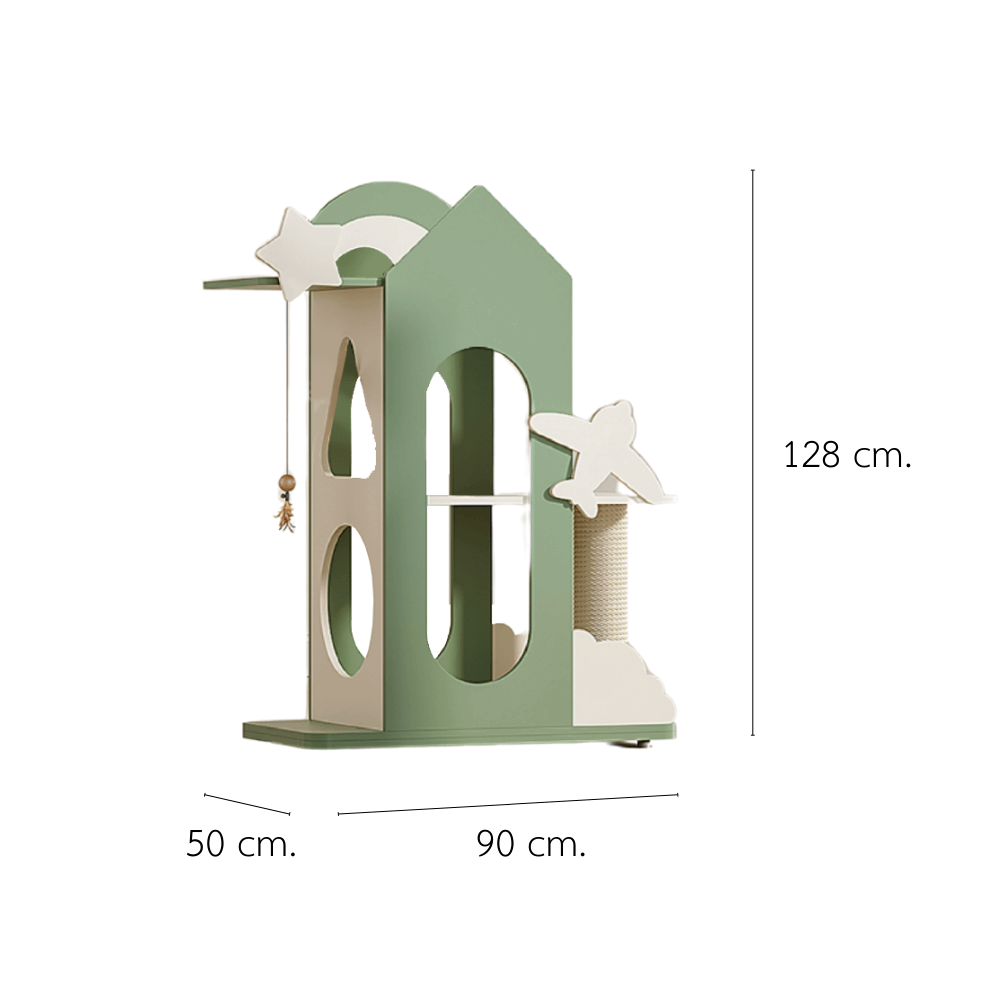 คอนโดแมว PETELE STARLIT CAT CLIMBING FRAME รุ่น VILLA SIZE M สีเขียว