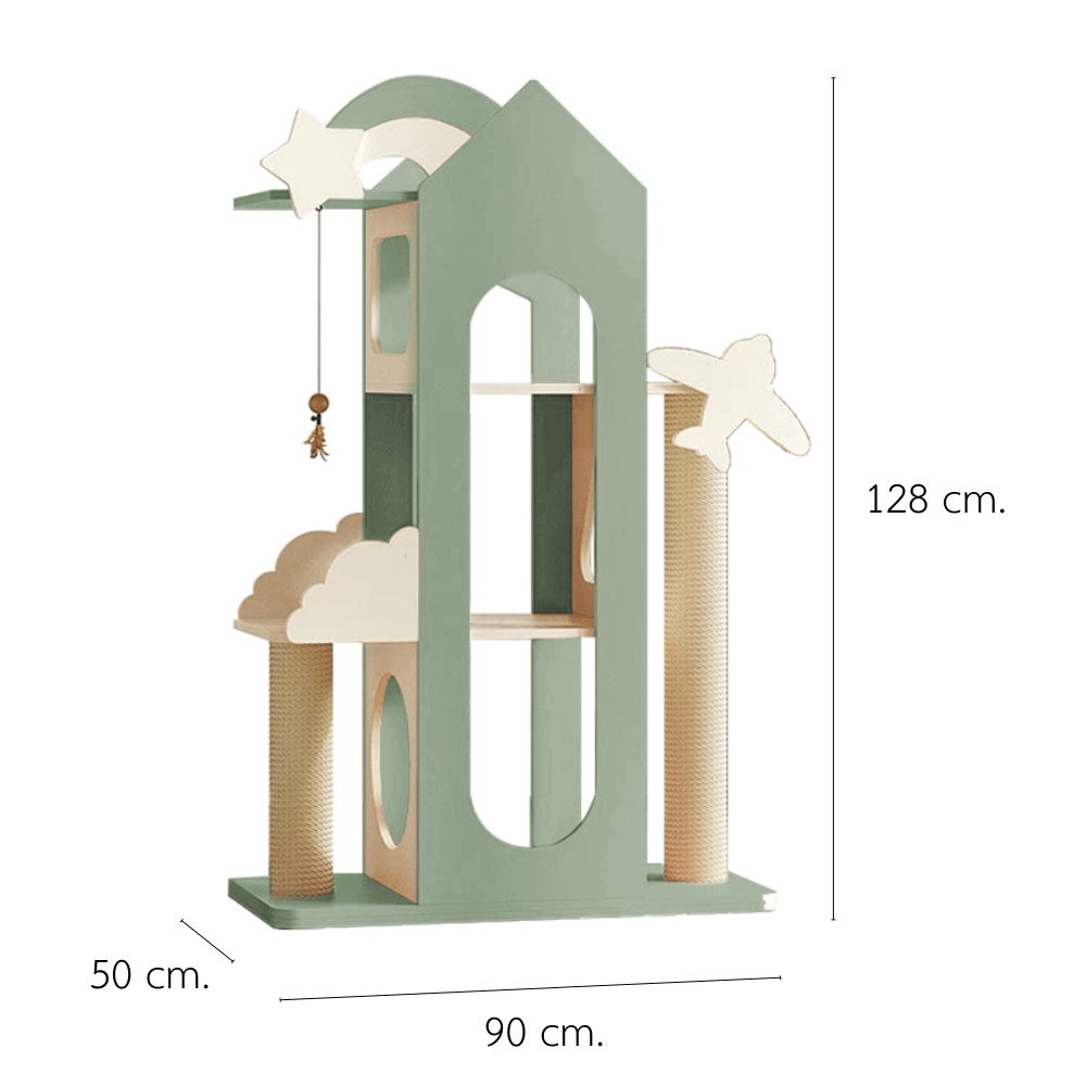 คอนโดแมว PETELE STARLIT CAT CLIMBING FRAME รุ่น PALACE SIZE L สีเขียว