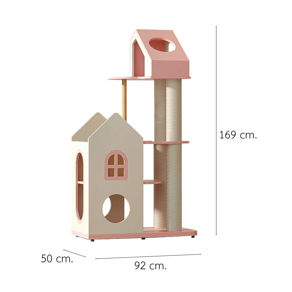 คอนโดแมว PETELE รุ่น COUNTRYSIDE CAT CLIMBING FRAME SIZE L สีชมพู_0