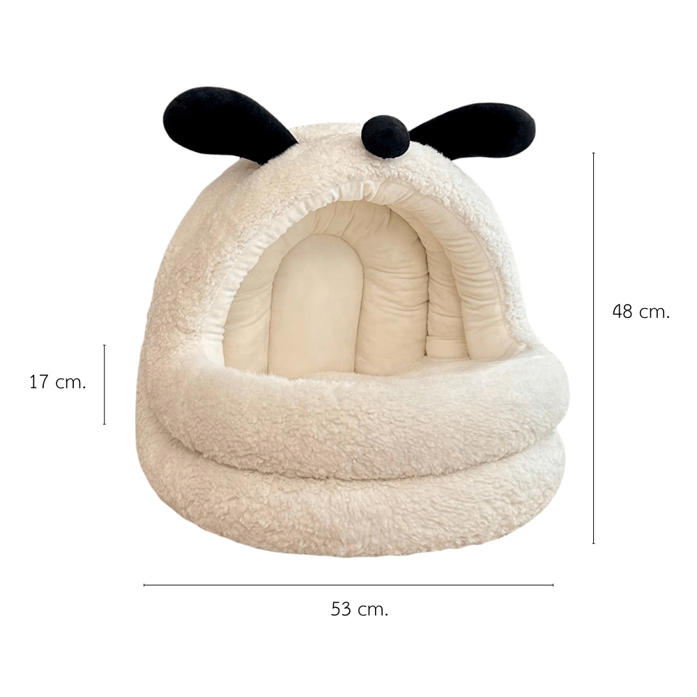 ที่นอนสัตว์เลี้ยง PETELE รุ่น PUPPY COZY PET CAVE ขนาด 53 X 53 X 48 ซม. ลายหูน้องหมา สีครีม_0