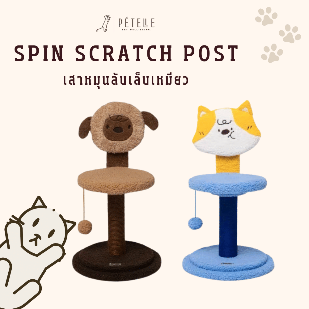 ที่ลับเล็บแมว PETELLE รุ่น SPIN SCRATCH POST สีน้ำตาล (BUDDY SPIN)