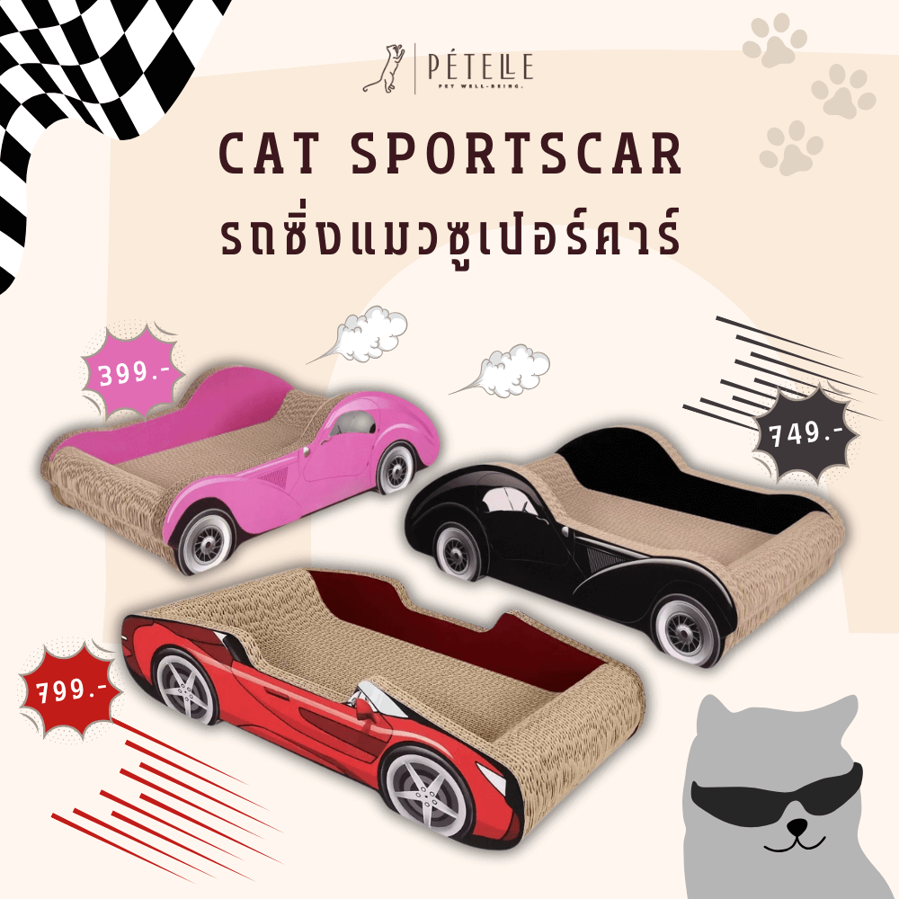 ที่ลับเล็บแมว PETELLE รุ่น CAT SPORTSCAR ทรงรถซูเปอร์คาร์ สีแดง
