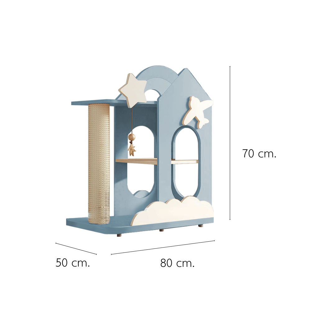 คอนโดแมว PETELE STARLIT CAT CLIMBING FRAME รุ่น COTTAGE SIZE S สีฟ้า
