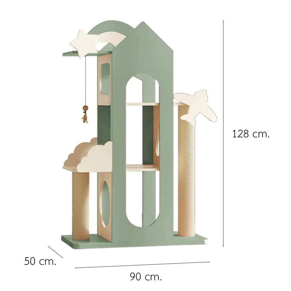 คอนโดแมว PETELE STARLIT CAT CLIMBING FRAME รุ่น PALACE SIZE L สีเขียว