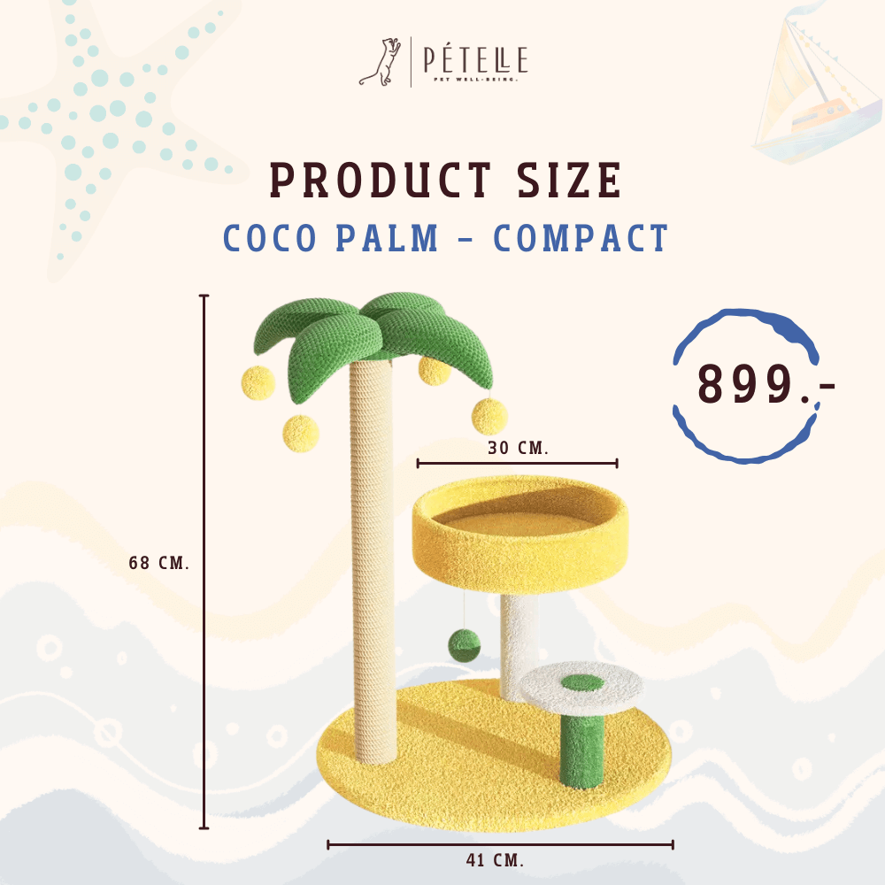 คอนโดแมว PETELE รุ่น COCO PALM COMPACT 41X68CM เหลือง/เขียว