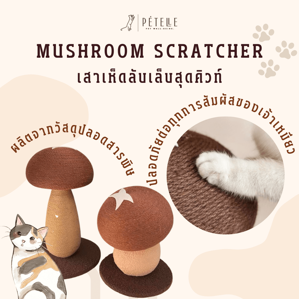 ที่ลับเล็บแมว PETELLE รุ่น MUSHROOM SCRATCHER ไซส์ M สีน้ำตาล_3