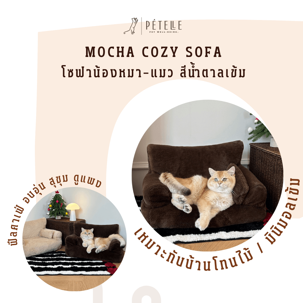 โซฟาสัตว์เลี้ยง PETELE รุ่น COZY PET SOFA ไซส์ M สีน้ำตาลเข้ม