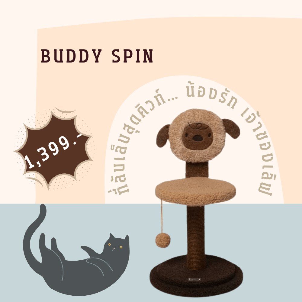 ที่ลับเล็บแมว PETELLE รุ่น SPIN SCRATCH POST สีน้ำตาล (BUDDY SPIN)_5