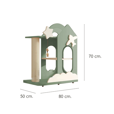 คอนโดแมว PETELE STARLIT CAT CLIMBING FRAME รุ่น COTTAGE SIZE S สีเขียว_1