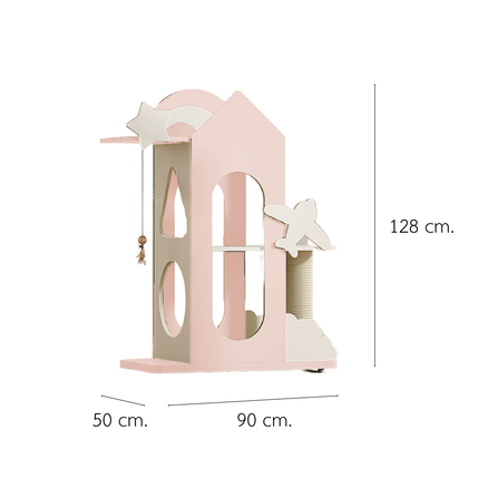 คอนโดแมว PETELE STARLIT CAT CLIMBING FRAME รุ่น VILLA SIZE M สีชมพู_1