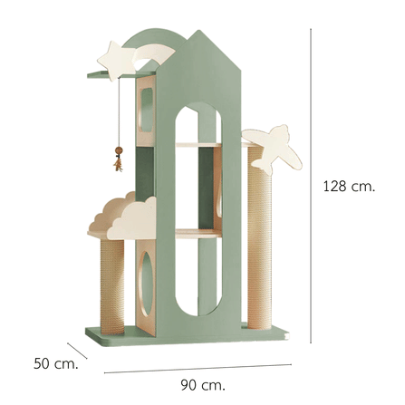 คอนโดแมว PETELE STARLIT CAT CLIMBING FRAME รุ่น PALACE SIZE L สีเขียว_1