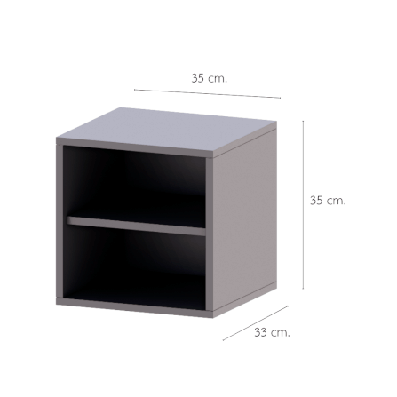 ตู้เตี้ยบานโล่ง 2 ชั้น PETELE รุ่น CUBE BOX02 ขนาด 35X33X35 ซม.สีทา_1