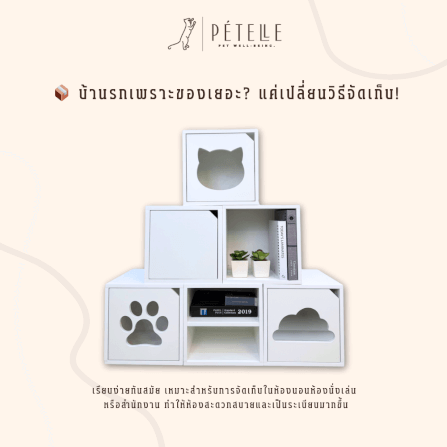 ตู้เตี้ยบานโล่ง 2 ชั้น PETELE รุ่น CUBE BOX02 ขนาด 35X33X35 ซม.สีขาว_2