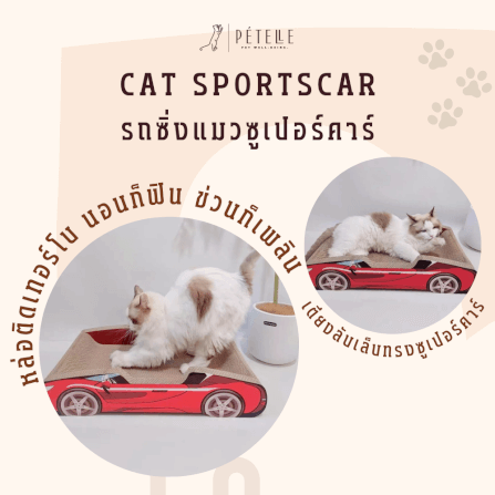 ที่ลับเล็บแมว PETELLE รุ่น CAT SPORTSCAR ทรงรถซูเปอร์คาร์ สีแดง_3