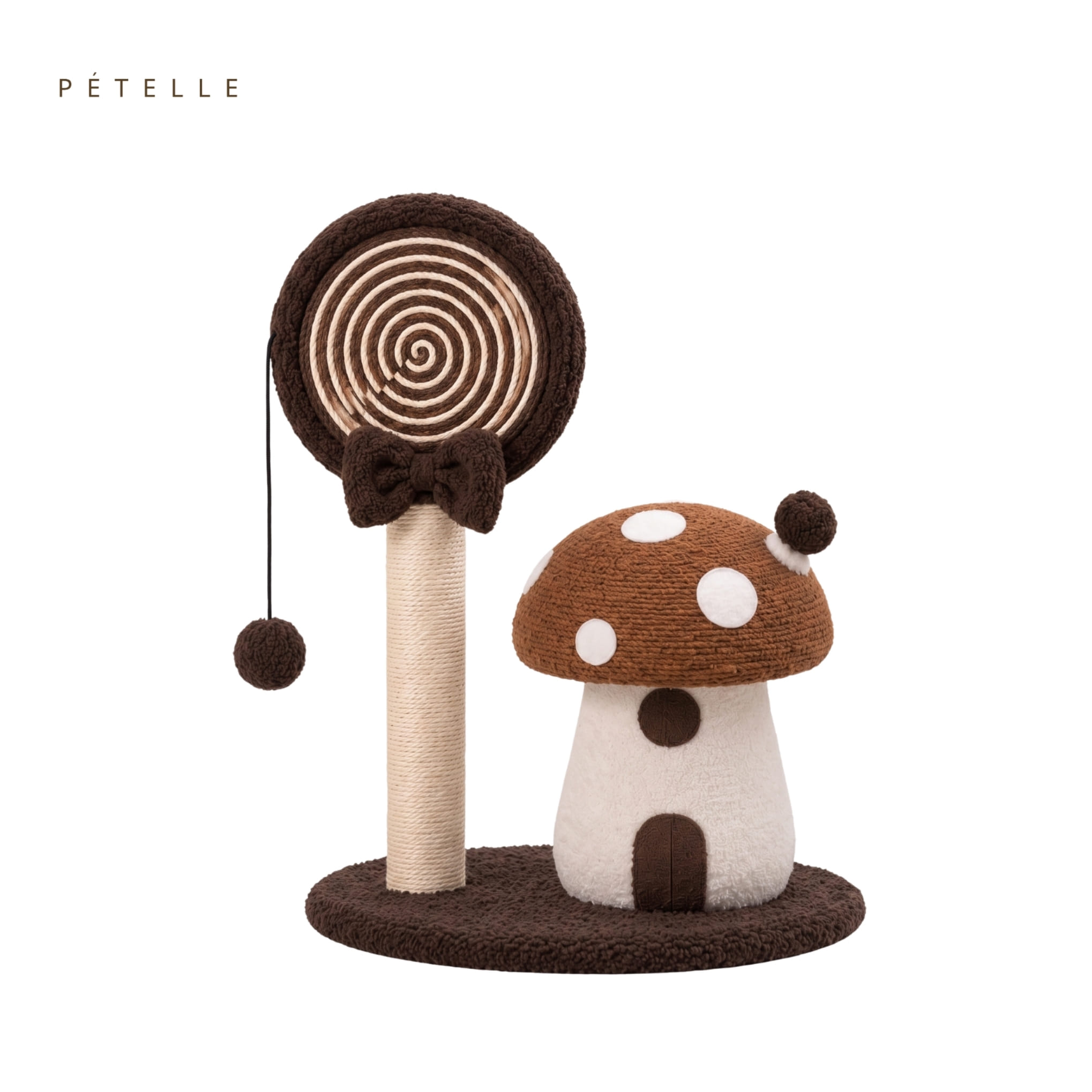 เสาลับเล็บแมวพร้อมของเล่น PETELLE รุ่น CANDY SERIES สีน้ำตาล_0
