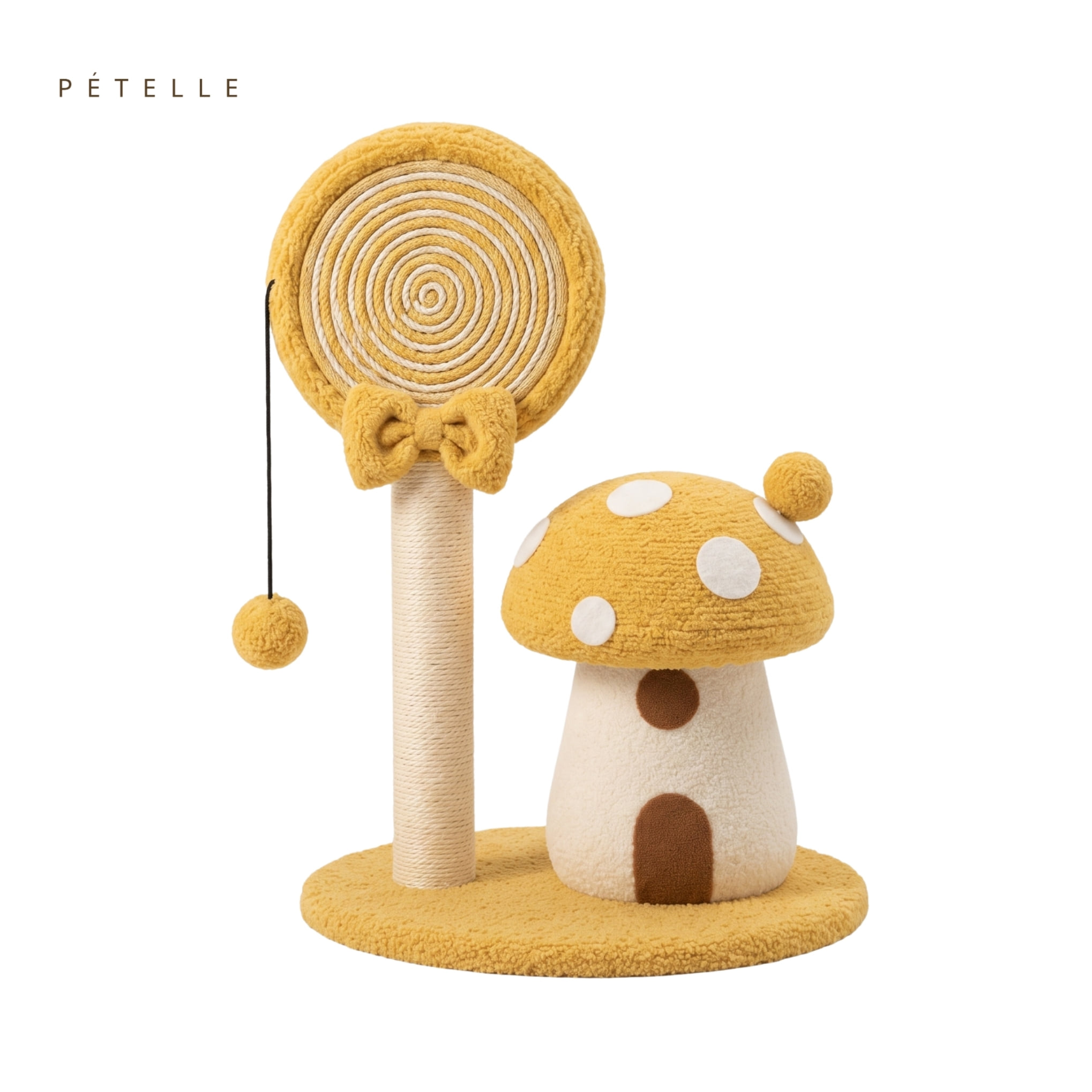 เสาลับเล็บแมวพร้อมของเล่น PETELLE รุ่น CANDY SERIES สีเหลือง_0