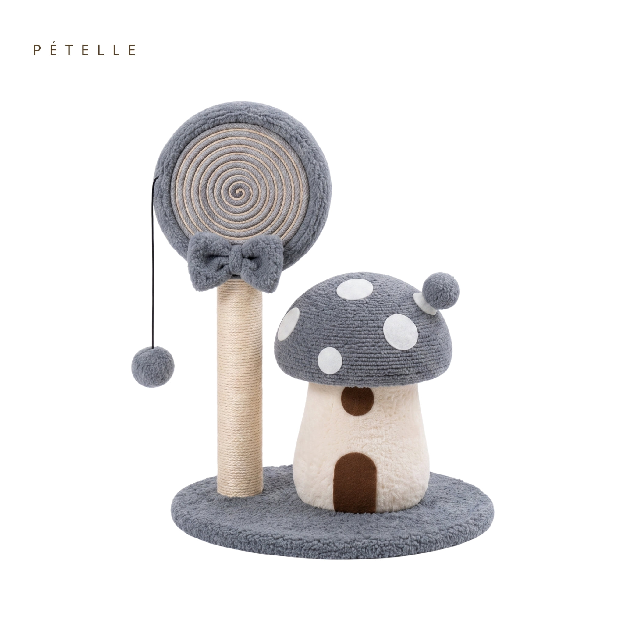 เสาลับเล็บแมวพร้อมของเล่น PETELLE รุ่น CANDY SERIES สีเทา_0
