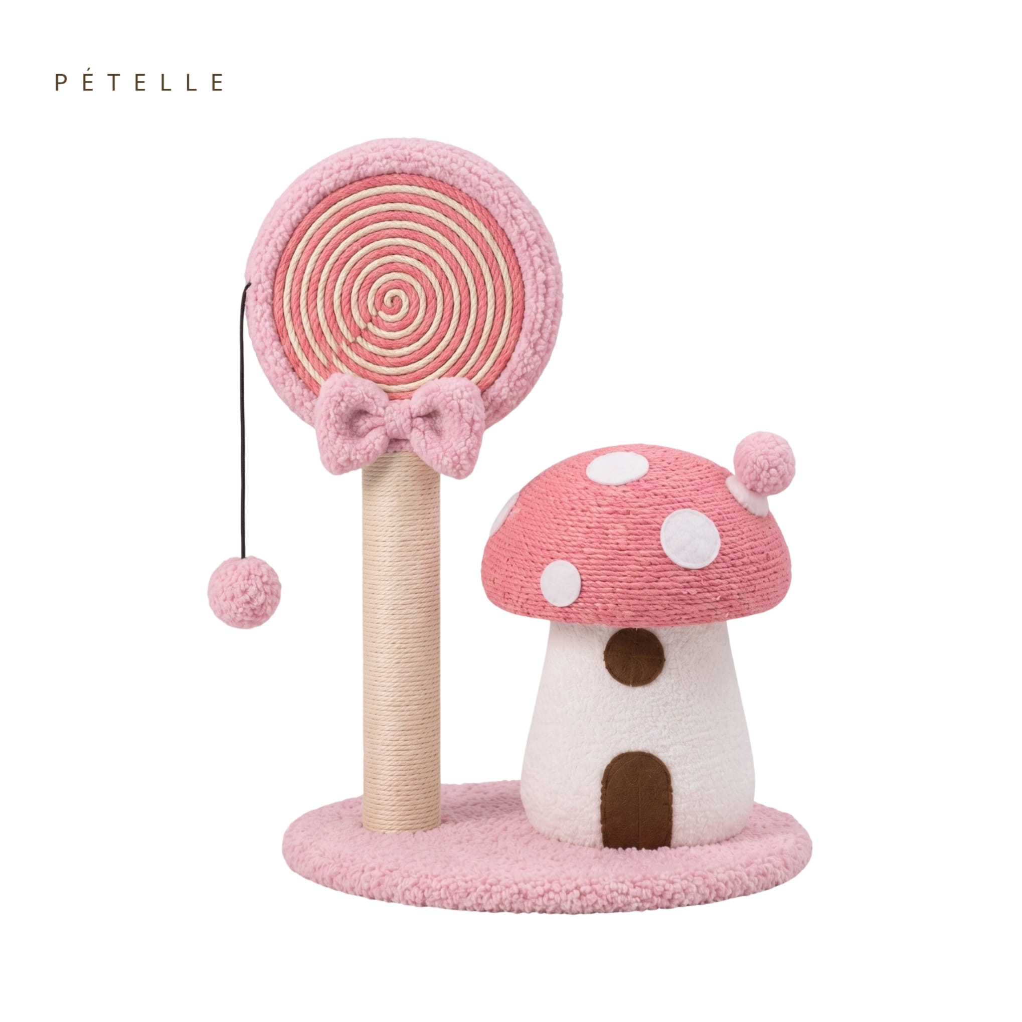 เสาลับเล็บแมวพร้อมของเล่น PETELLE รุ่น CANDY SERIES สีชมพู_0