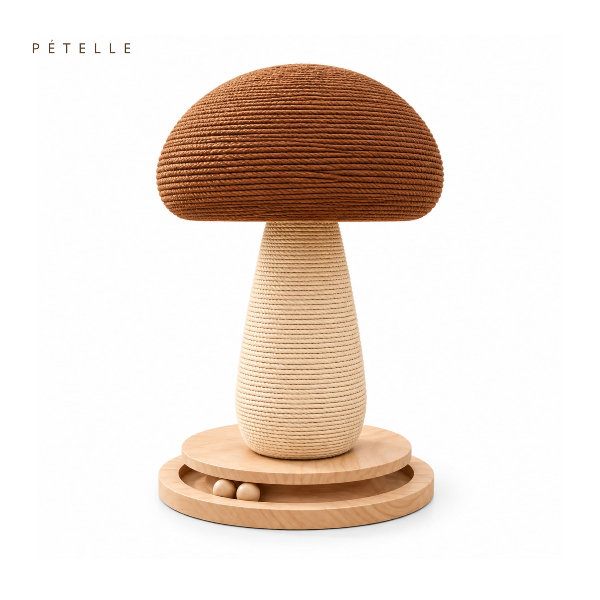 ที่ลับเล็บแมวทรงเห็ดพร้อมรางบอล PÉTELLE MUSHROOM PLAY SCRATCHER สีน้ำตาล_0