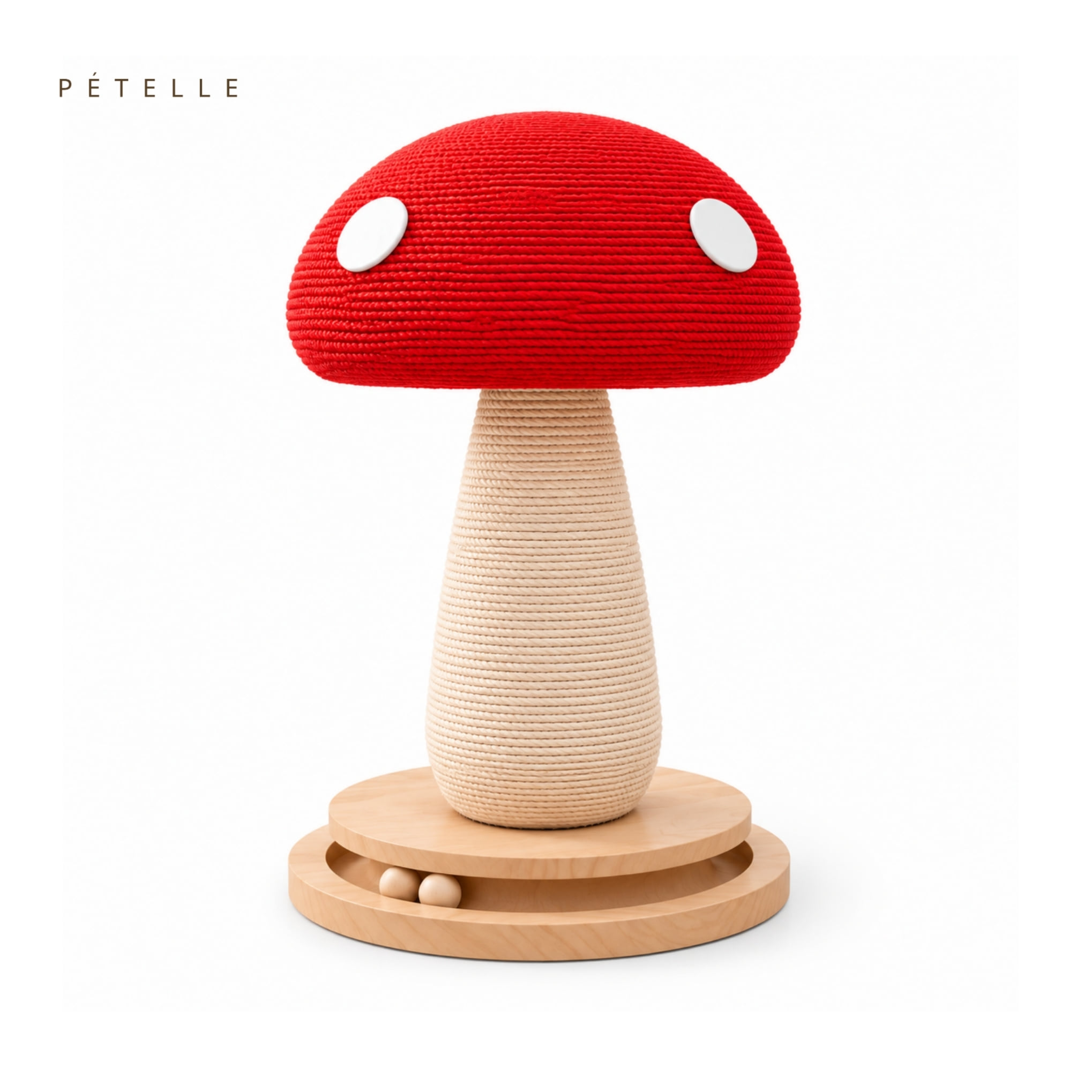 ที่ลับเล็บแมวทรงเห็ดพร้อมรางบอล PÉTELLE MUSHROOM PLAY SCRATCHER สีแดง_0