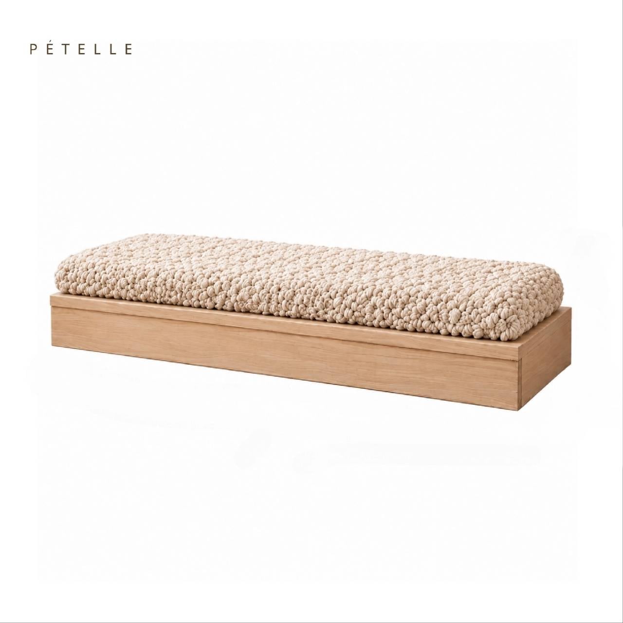 แท่นนอนแมวฐานไม้พร้อมเบาะหนานุ่ม PETELLE สีธรรมชาติ/ครีม-เบจ_0