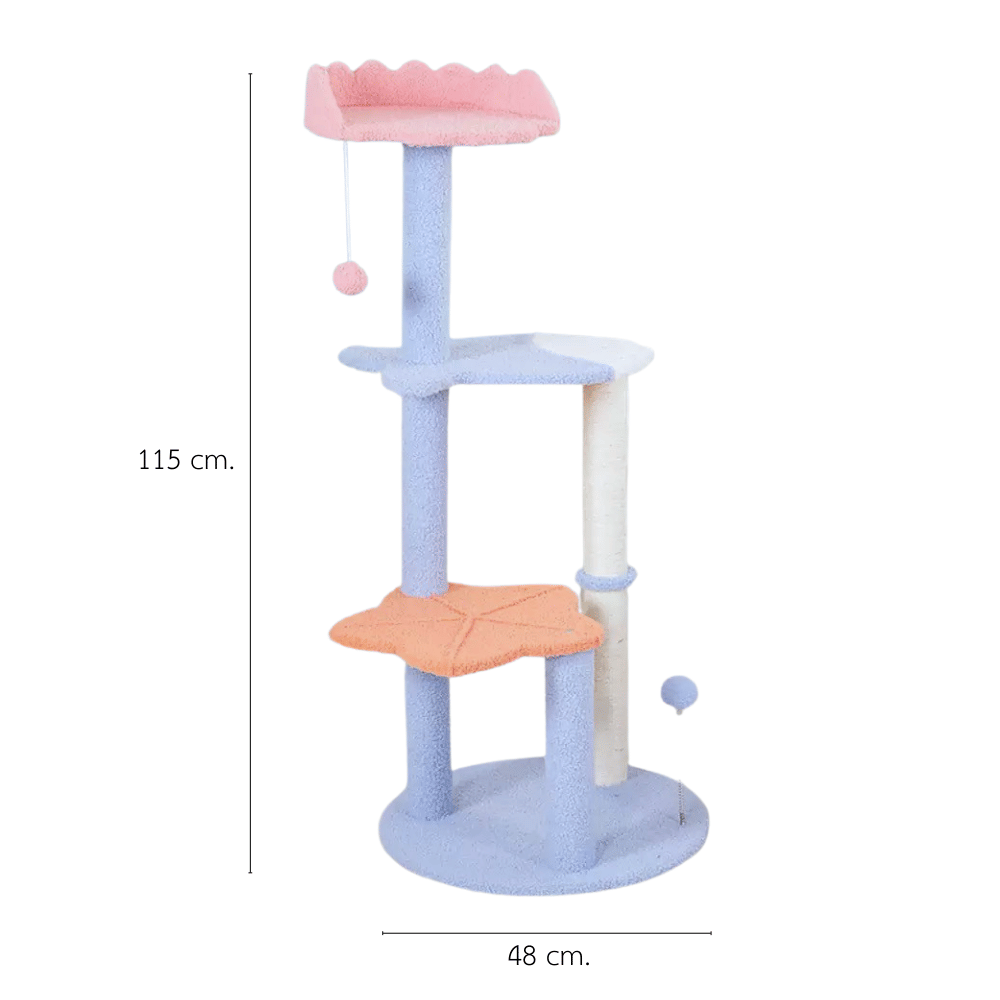 คอนโดแมว PETELE รุ่น OCEAN BLOOM 115 ซม. ฟ้า/ชมพู/ส้ม_1