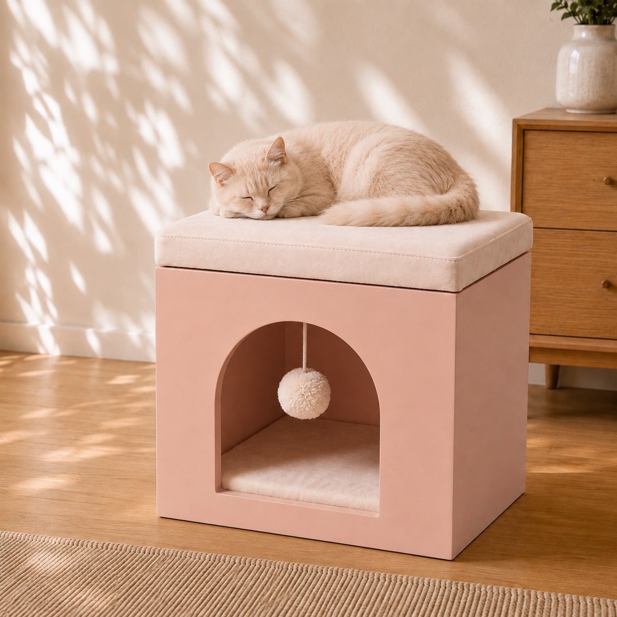 บ้านแมวมินิมอลพร้อมเบาะ PÉTELLE รุ่น NEST ARCH สี PEACH_1