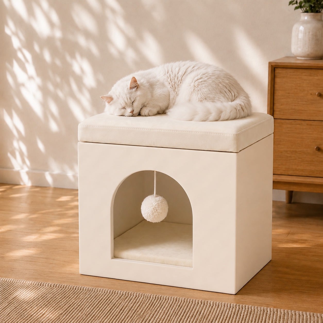 บ้านแมวมินิมอลพร้อมเบาะ PÉTELLE รุ่น NEST ARCH สี IVORY_1