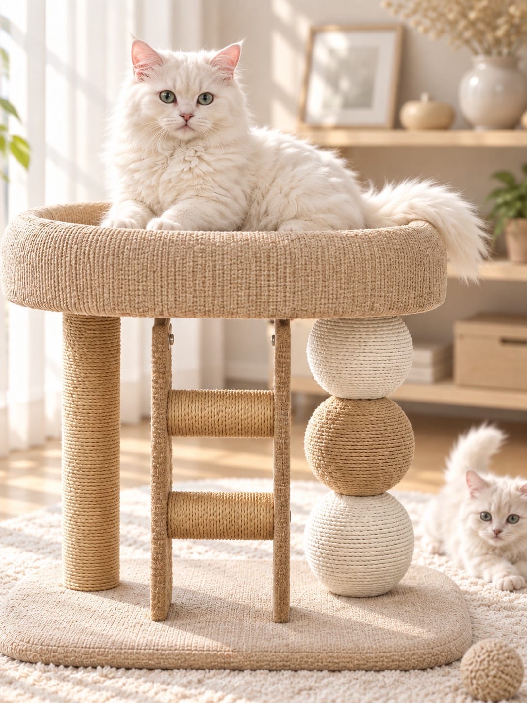 ที่นอนแมวพร้อมที่ปีนเล่น PETELLE รุ่น FUR PODIUM_1