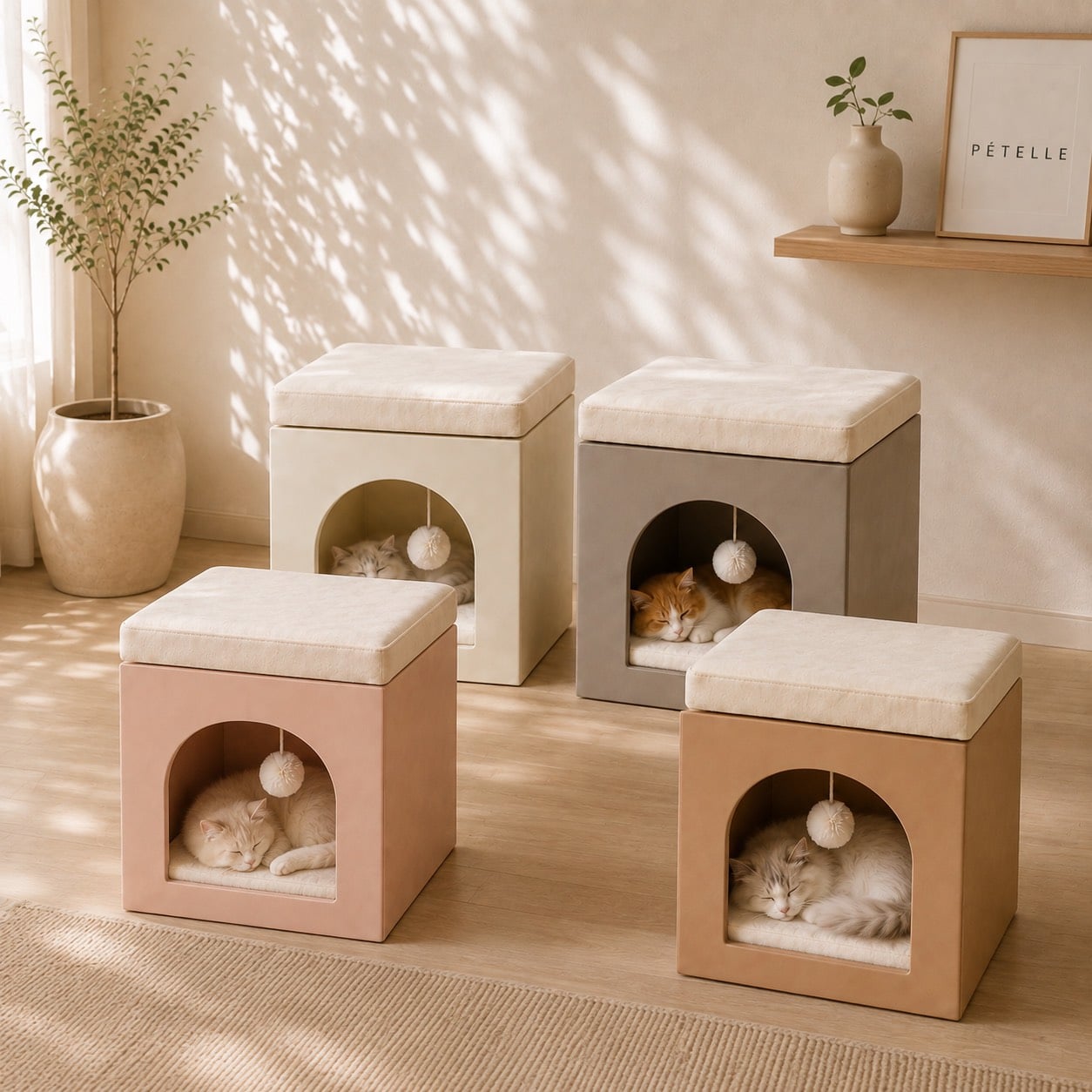 บ้านแมวมินิมอลพร้อมเบาะ PÉTELLE รุ่น NEST ARCH สี NUDE BEIGE_2