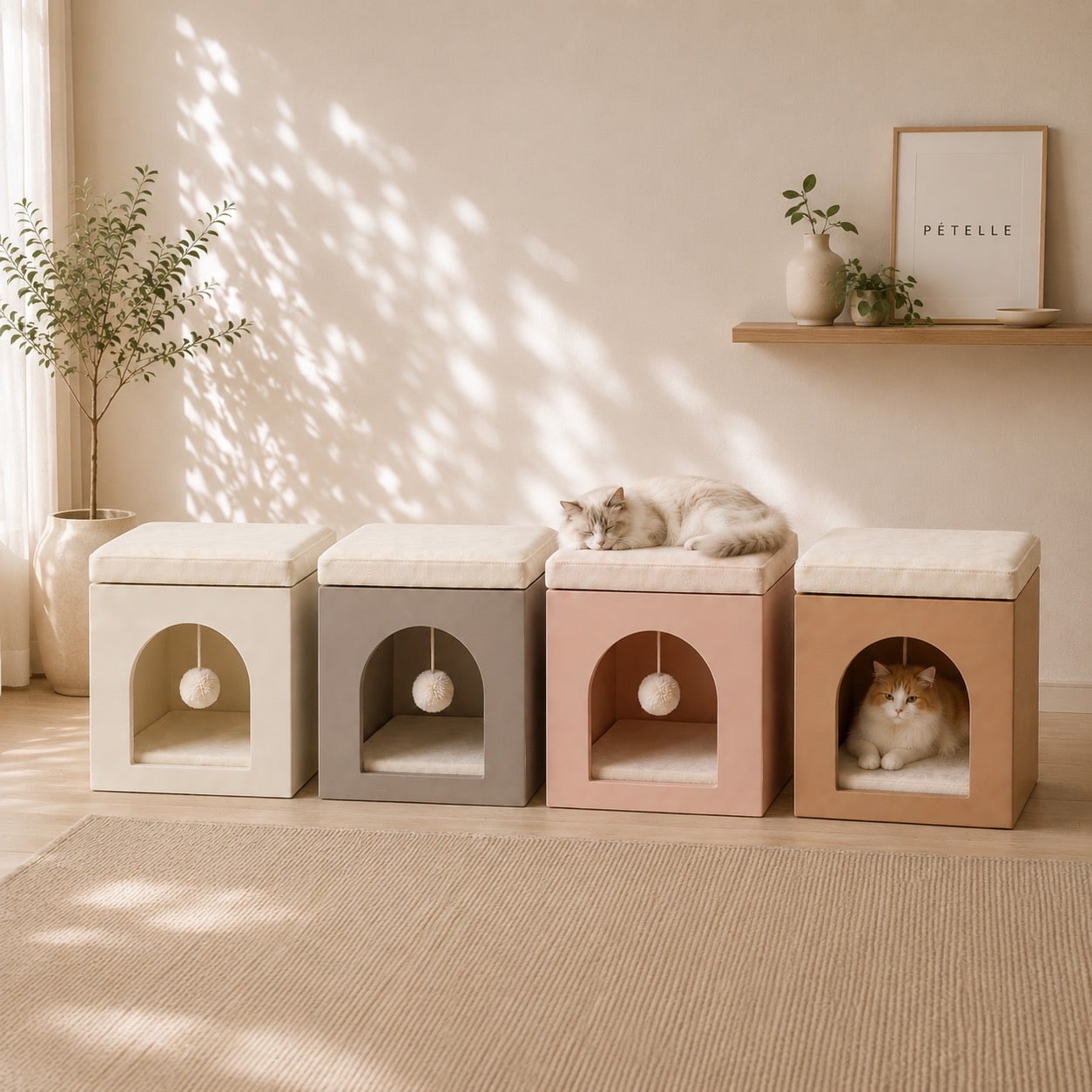 บ้านแมวมินิมอลพร้อมเบาะ PÉTELLE รุ่น NEST ARCH สี NUDE BEIGE_3