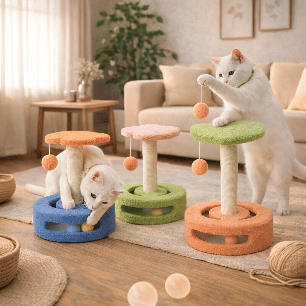 ที่ลับเล็บแมว PETELE รุ่น BLOOMTRACK สี CITRUS พร้อมลูกบอลกลิ้ง_5