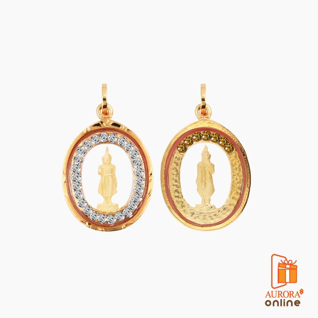 จี้พระประจำวันจันทร์ AURORA DESIGN ประดับพลอย RS ทองคำแท้ 75%_1
