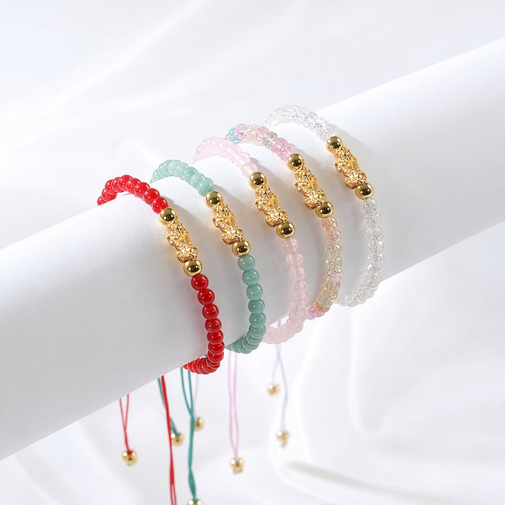 ปี่เซียะสายเชือกหินมงคล AURORA DESIGN 0.1 กรัม สีชมพู_2