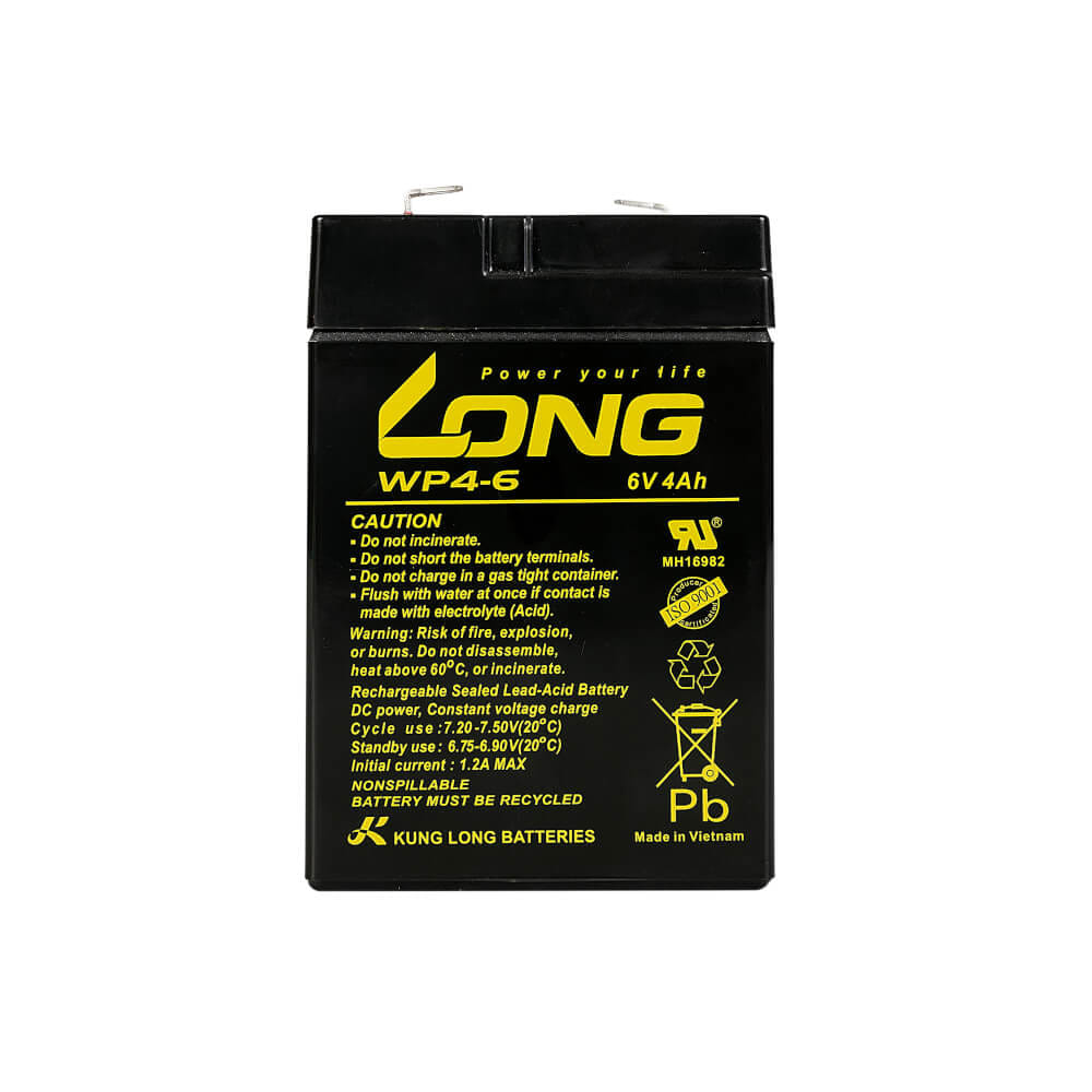 แบตเตอรี่แห้ง  LONG WP4-6 (6V4AH) สำหรับไฟฉุกเฉิน