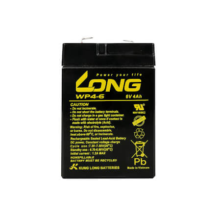 แบตเตอรี่แห้ง  LONG WP4-6 (6V4AH) สำหรับไฟฉุกเฉิน_4