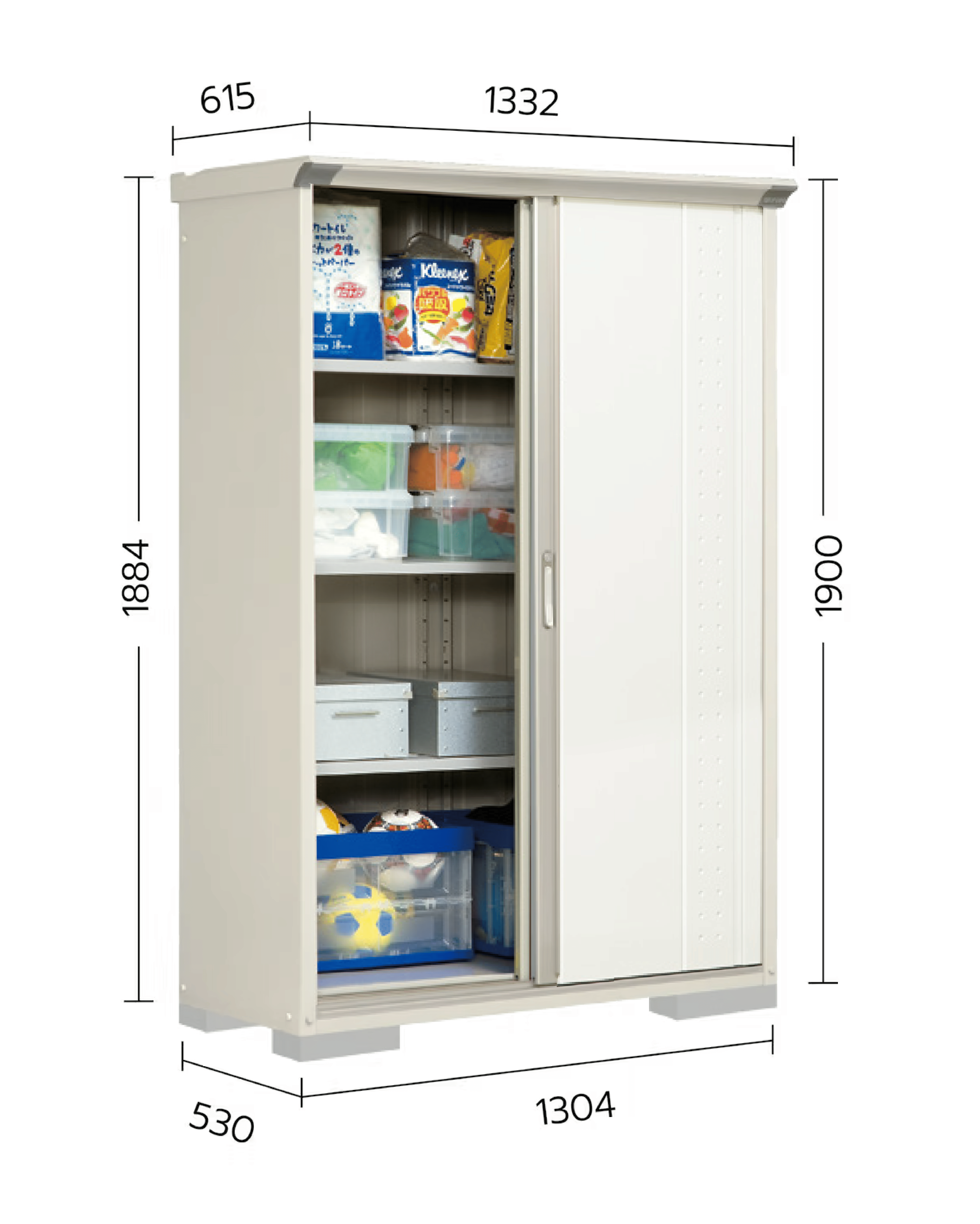 ตู้เก็บของกลางแจ้ง TAKUBO GP135AF FULL SHELF สี SILK WHITE_2