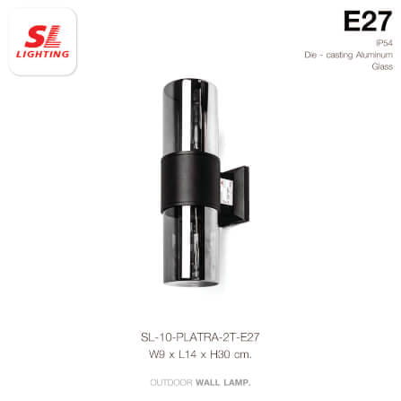 ไฟผนังภายนอก SL LIGHTING PLATRA E27 สีดำ_4