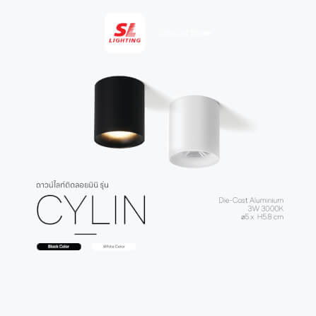ดาวน์ไลท์ LED SL LIGHTING CYLIN กลม 3 วัตต์ WARM WHITE สีดำ 1 หัว_1