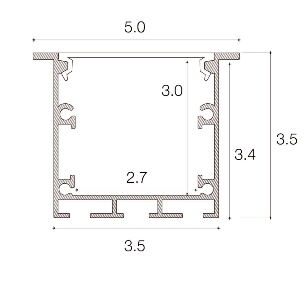 รางไฟเส้นอะลูมิเนียม SL LIGHTING 3535F 2 เมตร สีดำ (แบบฝัง)_2