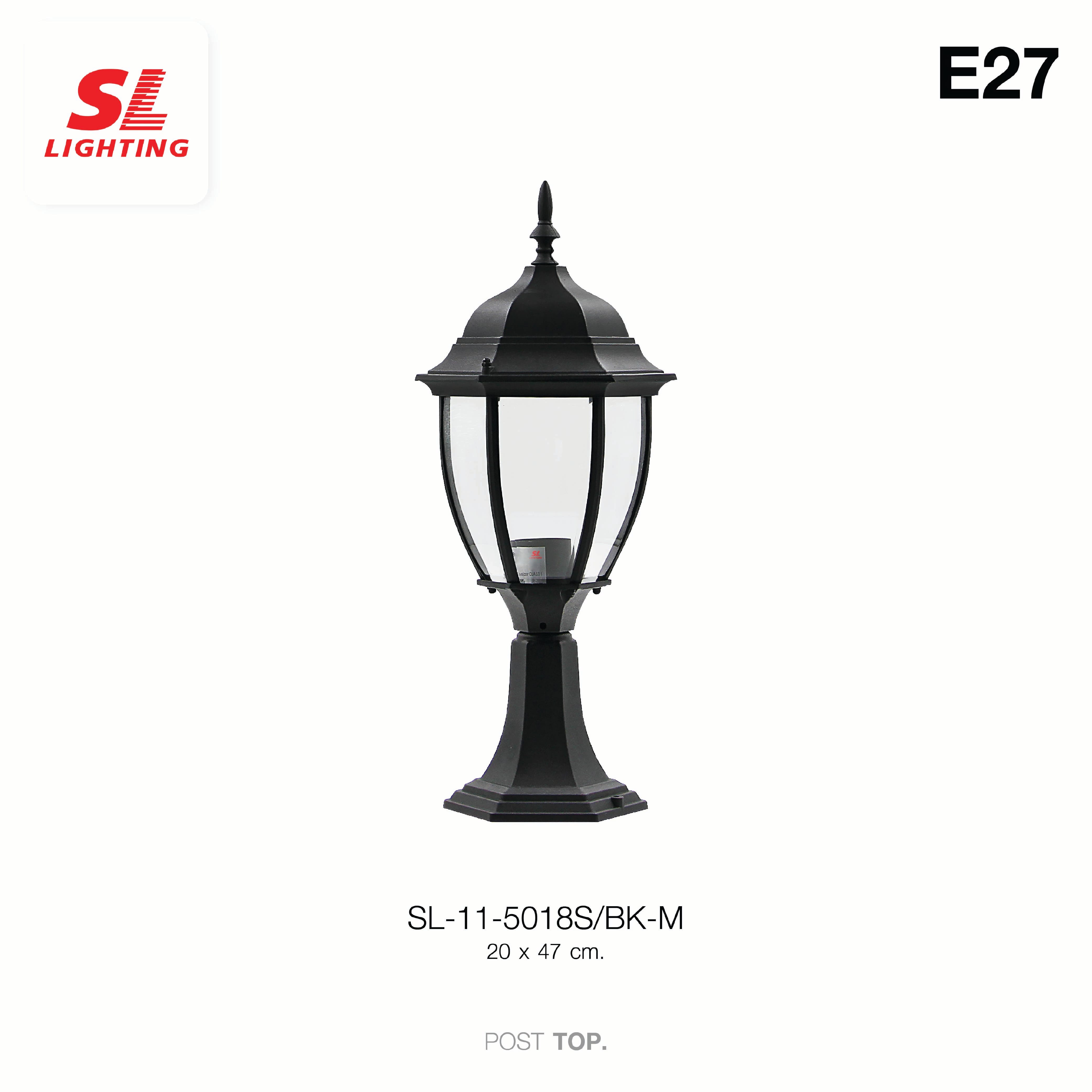 ไฟหัวเสา SL LIGHTING 5018S E27 ไซส์ใหญ่ สีดำ_3
