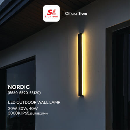 ไฟผนังภายนอก LED SL LIGHTING 5560 20 วัตต์ WARM WHITE สีดำ_5