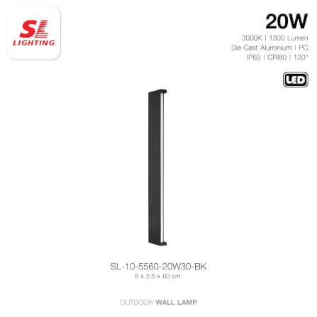 ไฟผนังภายนอก LED SL LIGHTING 5560 20 วัตต์ WARM WHITE สีดำ_1