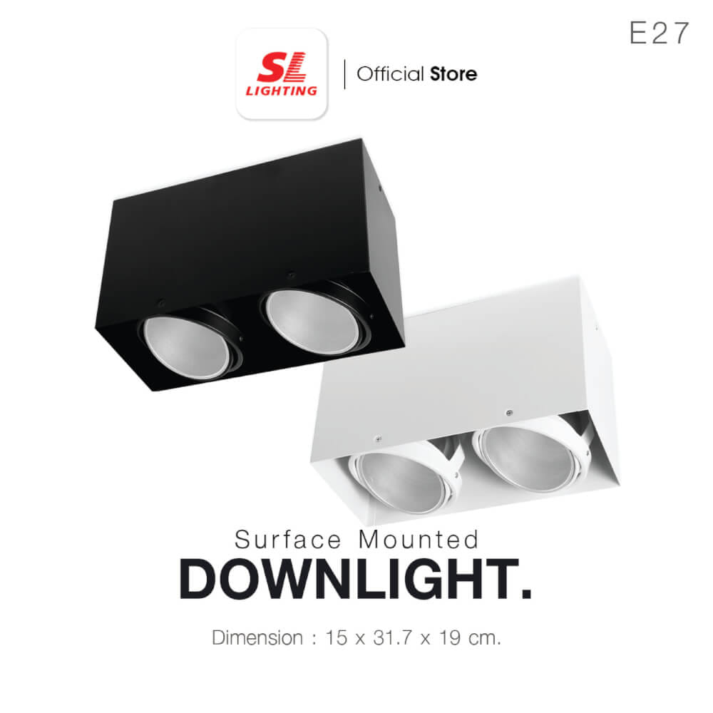ดาวน์ไลท์ SL LIGHTING 557-2 สี่เหลี่ยม E27 สีขาว